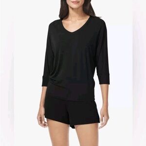 Tommy John Second Skin Black 3/4 Sleeve Sleep Lounge Top Soft Size M